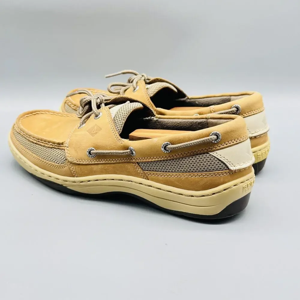 Sperry Shoes Mens 10 Brown Leather Top Sider Boat Mesh 2 Eye Deck Casual Classic - Picture 5 of 12